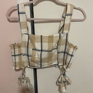 JOA Crop top with side bows in plaid